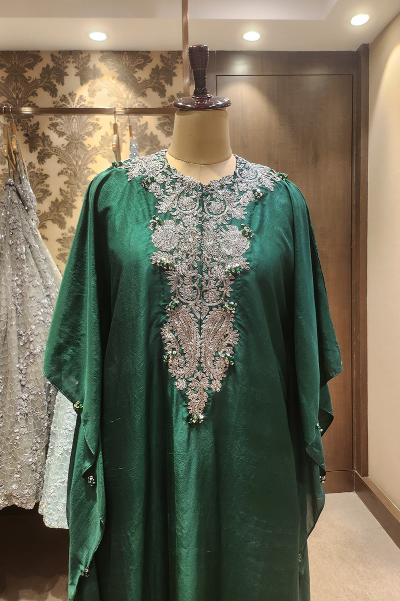 Green kaftan with pants set