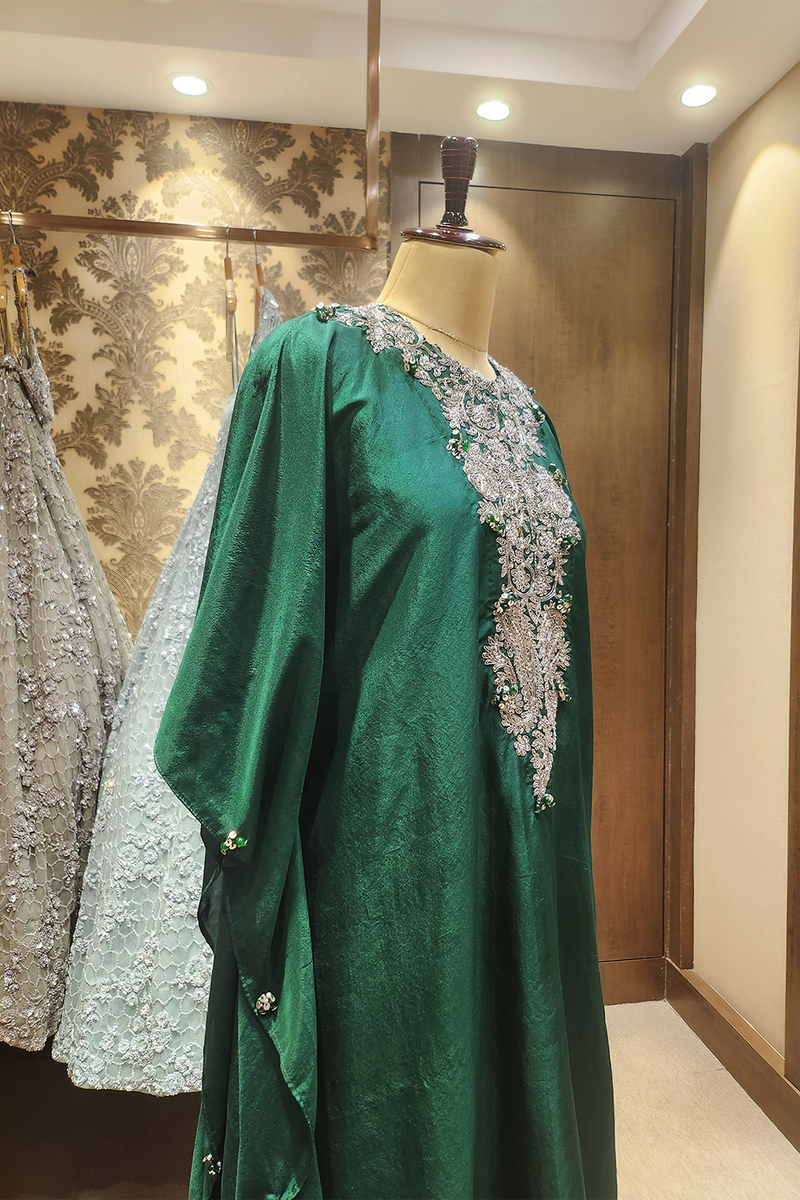 Green kaftan with pants set