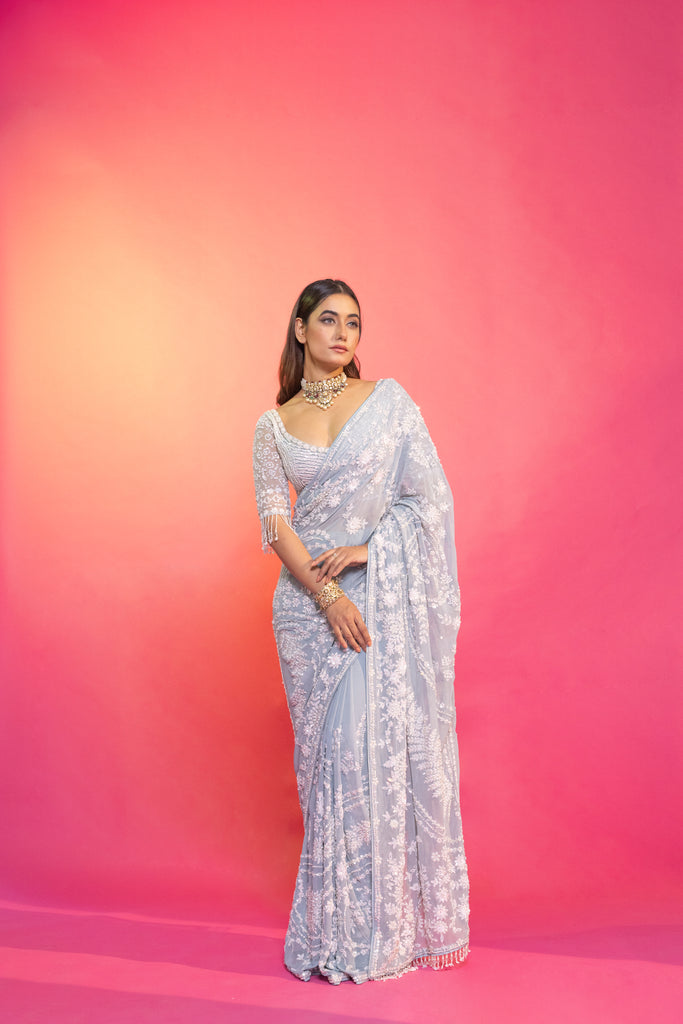 Light & Pastel Blue Sarees for a Refined Look - Sold By Monastoor