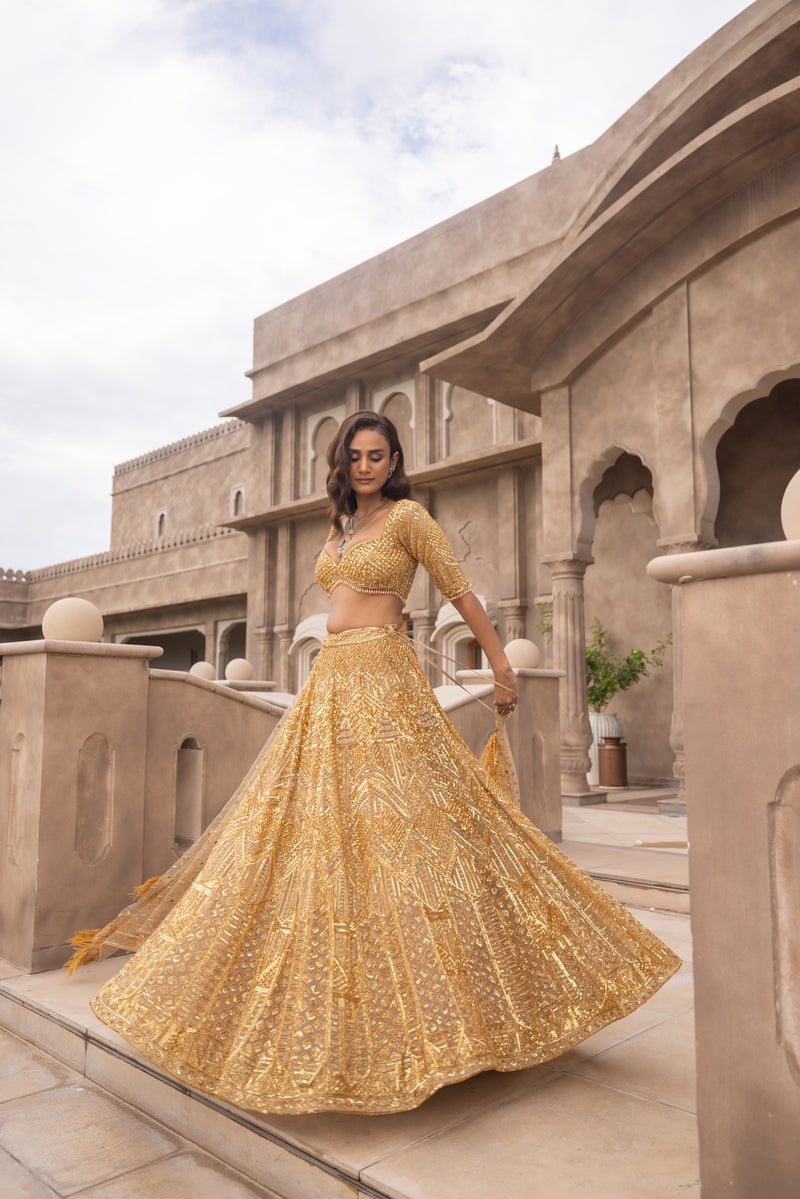 Bronze Gold Wedding Lehenga MEHRISH – Panache Haute Couture
