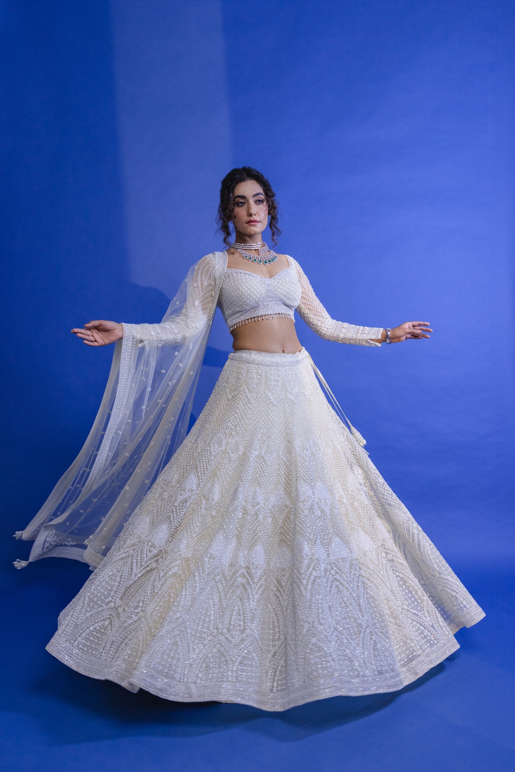 Buy Luna Ivory Lehenga Online | Rouje