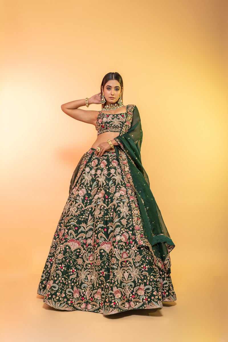 Beautiful Lehenga-Choli with long net jacket. | Indian designer outfits,  Mehendi outfits, Dress indian style